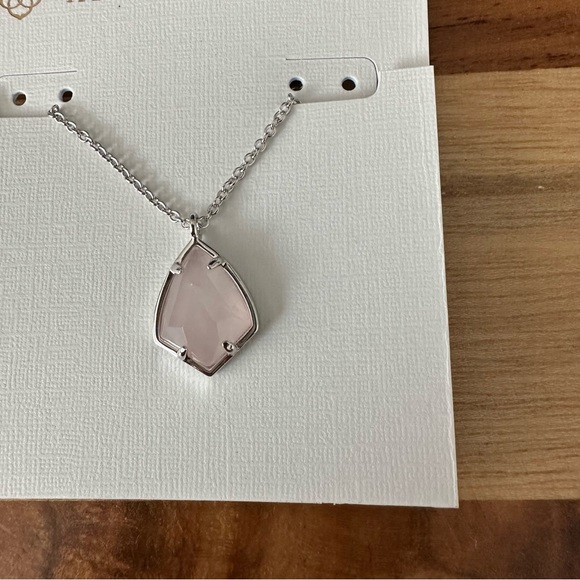 Kendra Scott Cory Rhodium Rose Quartz Necklace - Picture 3 of 3